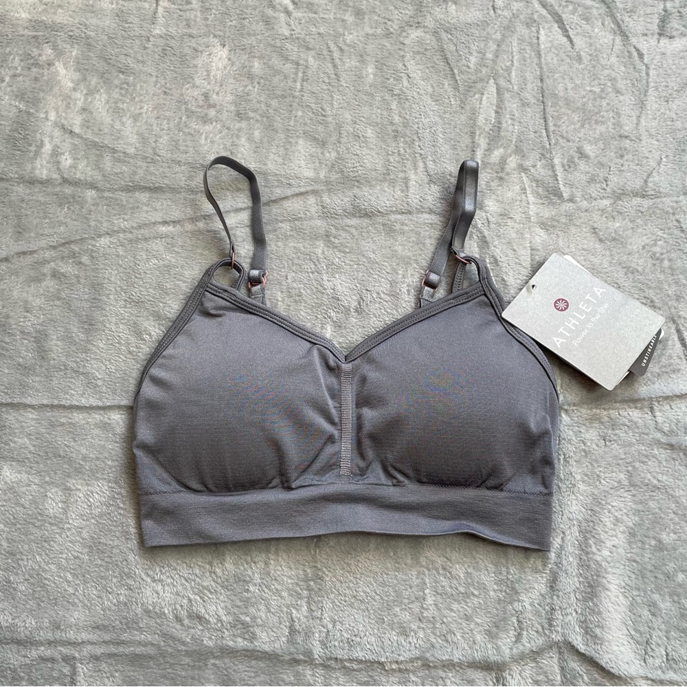Athleta Sports Bra XS NWT Radiate Seamless Strappy Gray